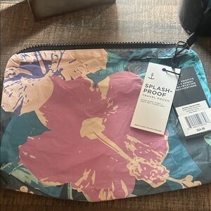 ALOHA Collection Pink and Blue Floral waterproof Cosmetic Bag with Zipper